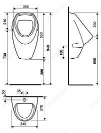 Cersanit Писсуар Apollo A101 с внешним подводом – фотография-2